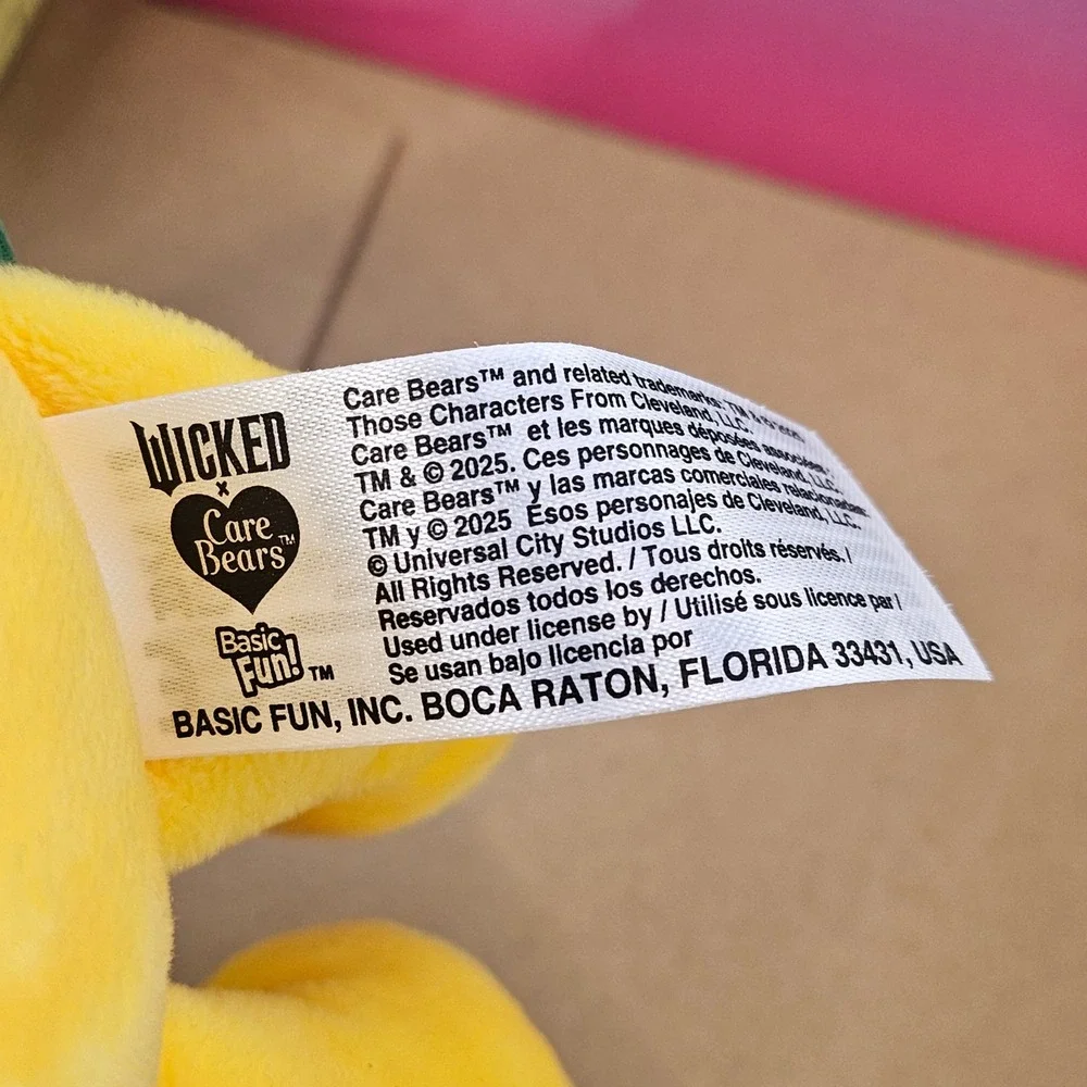 Wicked x Care Bears Funshine‎ Bear as Boq Plush Yellow Green Jacket 2025 New